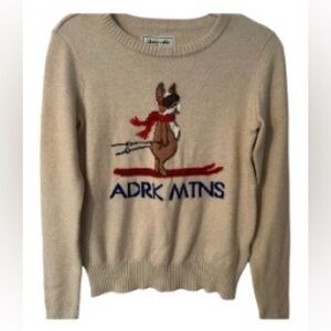 Abercrombie & Fitch Sweater Pullover ADRK MTNS Ski Dog Tan  Graphic Chic Small